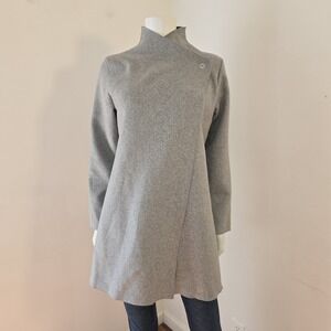 Orb Life Jacket Asymmetric Wool Blend Size XS Gray Wrap Womens Artsy Minimalist